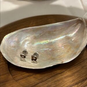 Silver Initial R Earrings